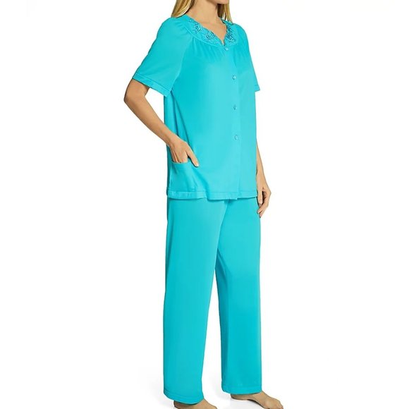 Shadowline Women's Petals Short Sleeve Pajama Turquoise - 76280